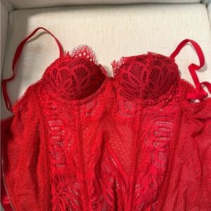 Victoria's Secret Red Lace Bustier Corset